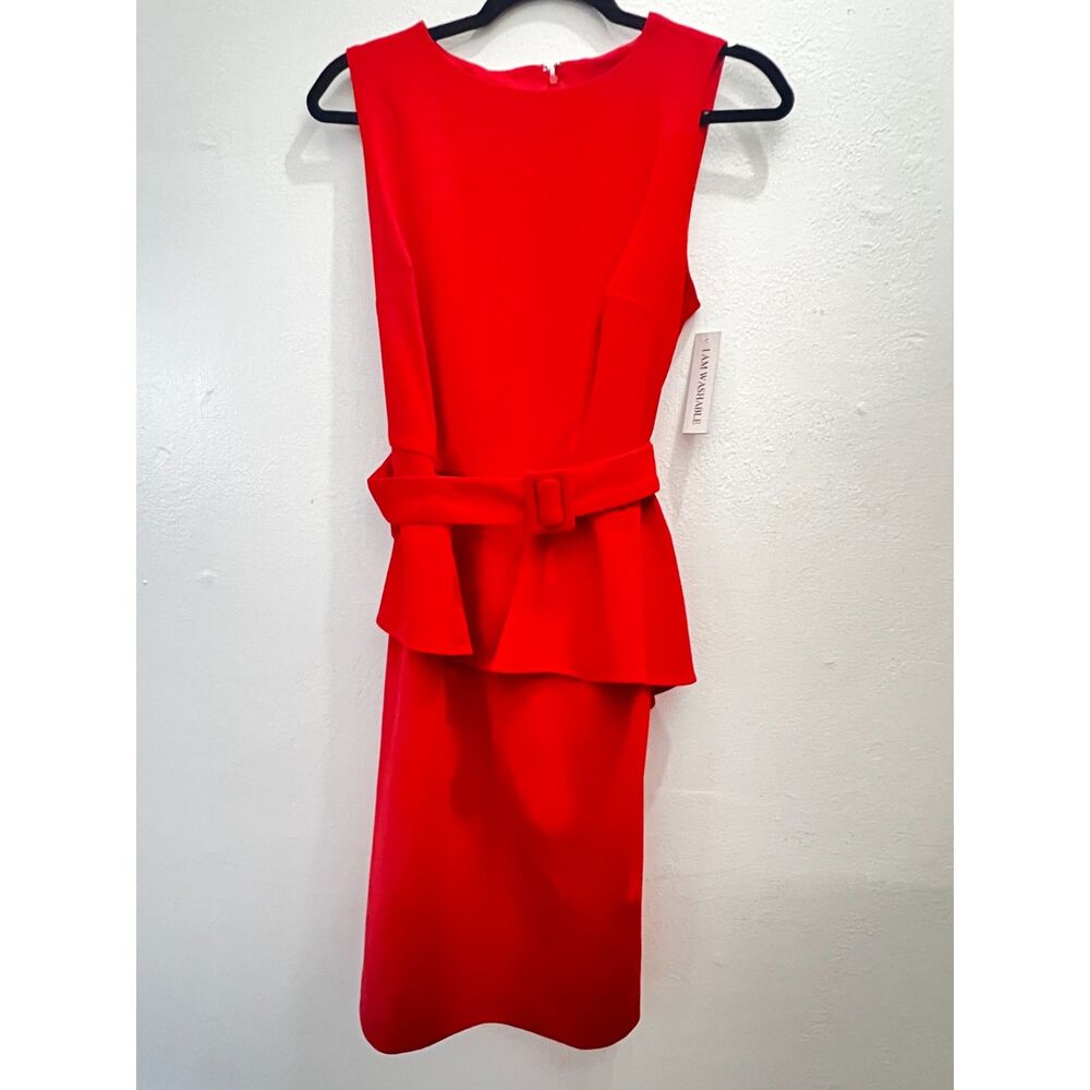 Shelby & Palmer Red Peplum Dress Size 6 NWT Sleeveless‎ Sheath Midi
